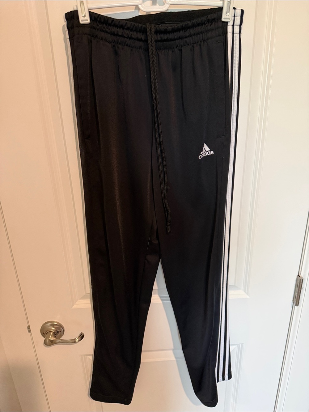 adidas Black Joggers with White Side Stripes